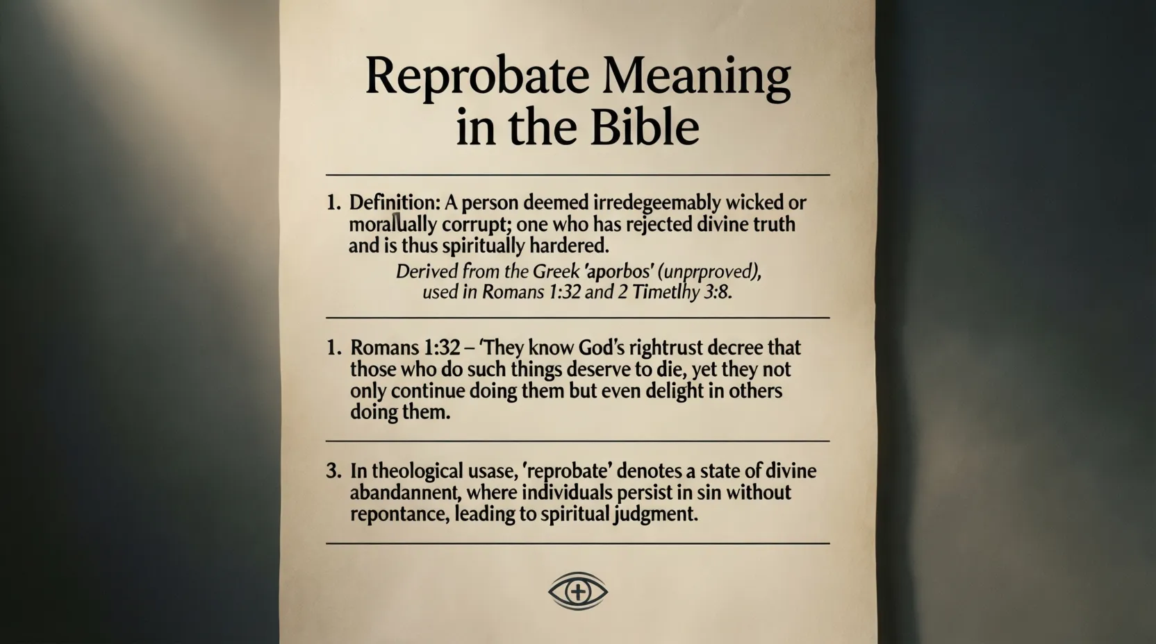 Reprobate Meaning in the Bible : Biblical Truth, Warning & Hope